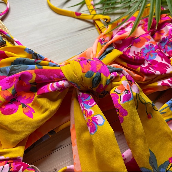 Maaji Reversible Floral Golden Cutout Tie One Piece - Picture 3 of 9